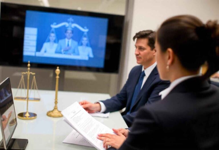 A lawyers standing in a courtroom, upholding justice, providing legal representation, and maintaining ethical standards, symbolizing the core principles of the legal profession.