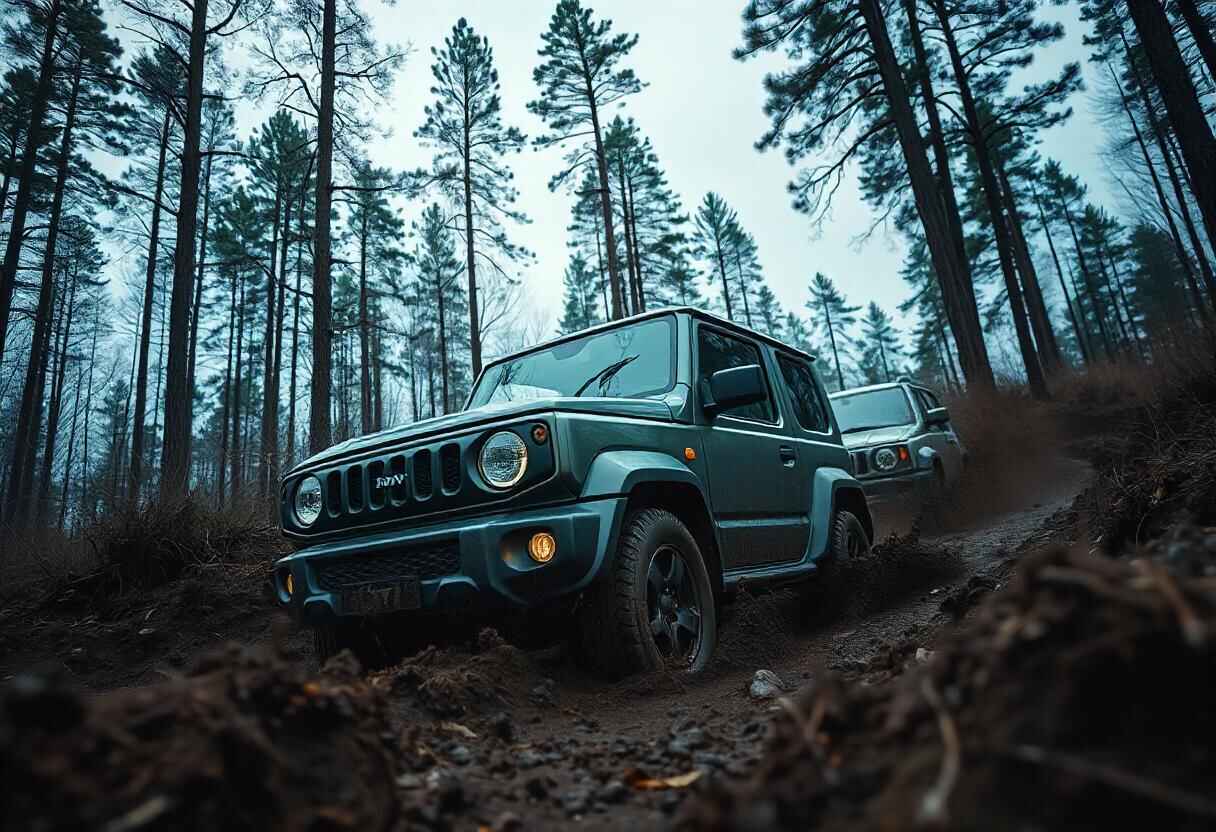 Maruti Suzuki Jimny showcasing its rugged design and off-road capabilities, parked in a scenic outdoor setting.