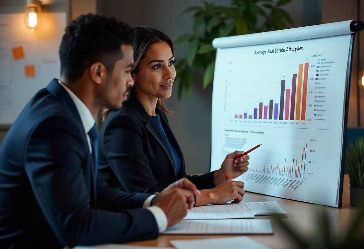 A real estate attorney reviewing legal documents with a homebuyer during the closing process, highlighting their role in ensuring a smooth property transaction.