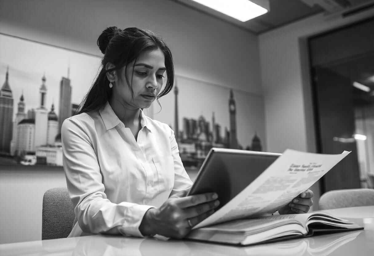 Real estate attorney reviewing legal documents and contracts for a property transaction, illustrating factors influencing salary.